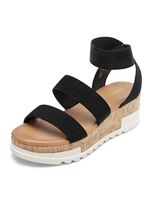 DREAM PAIRS Women's Open Toe Ankle Strap Casual Flatform Platform Sandals