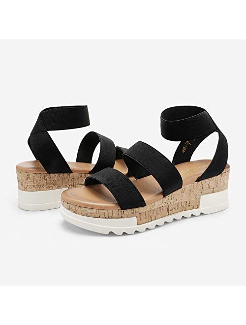 DREAM PAIRS Women's Open Toe Ankle Strap Casual Flatform Platform Sandals