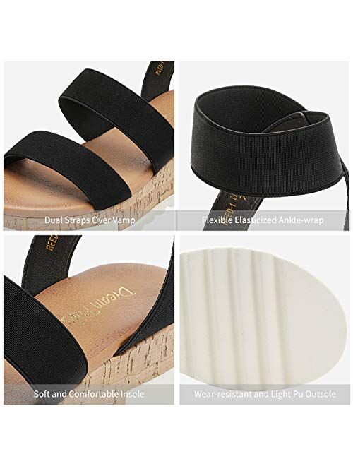 DREAM PAIRS Women's Open Toe Ankle Strap Casual Flatform Platform Sandals