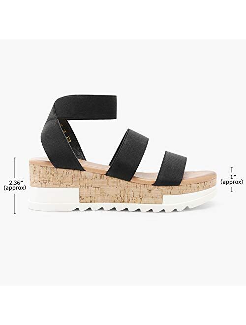 DREAM PAIRS Women's Open Toe Ankle Strap Casual Flatform Platform Sandals