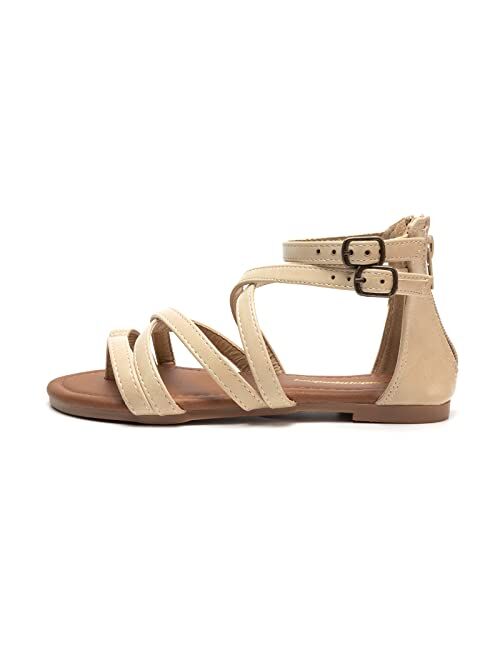 FUNKYMONKEY Girls Gladiator Strap Sandals Flat Fisherman Thong Cross Strappy Sandals