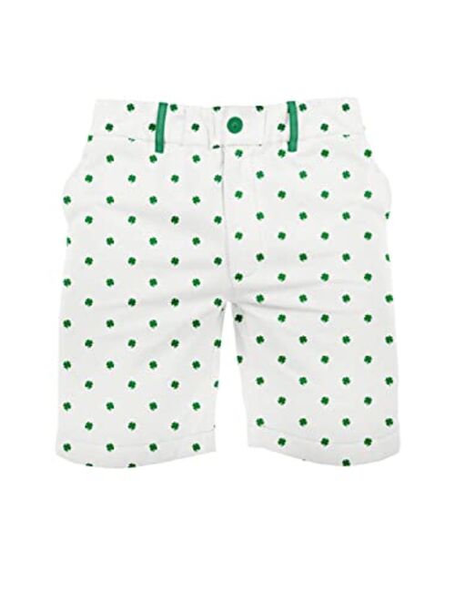 Tipsy Elves Men's Green St. Patrick's Day Shorts - Four Leaf Clover St. Paddy's Shorts