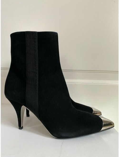NIB Calvin Klein 205W39NYC Rocio Black Suede Metal Pointed Toe Boots 37 7 $1295
