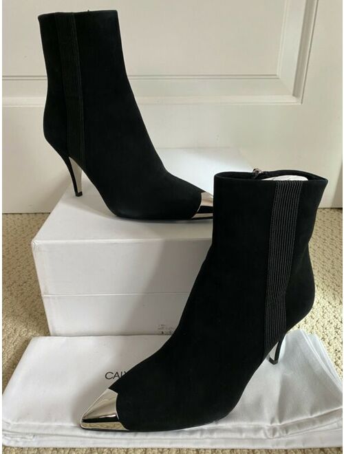 NIB Calvin Klein 205W39NYC Rocio Black Suede Metal Pointed Toe Boots 37 7 $1295