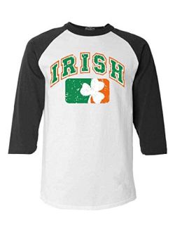 shop4ever Vintage Irish Flag Shamrock Baseball Shirt St. Patricks Day Raglan Shirt