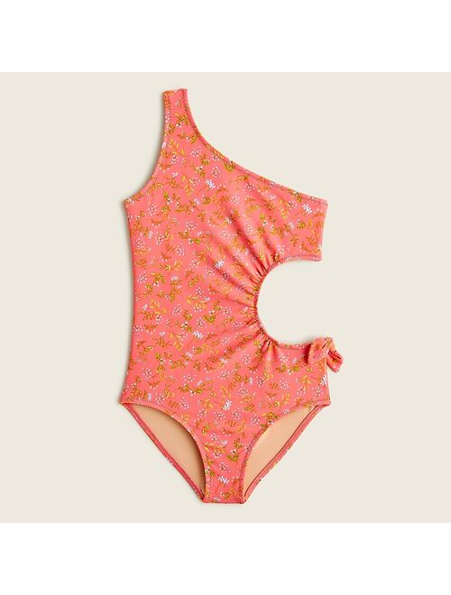 J.Crew Girls' one-shoulder printed swimsuit with cutout and UPF 50+