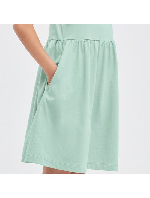 UNIQLO GIRLS SMOOTH COTTON FRILLED DRESS