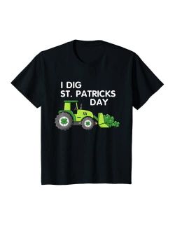 Unknown Kids I Dig St Patricks Day Shamrocks Tractor Clover Toddlers Boys T-Shirt