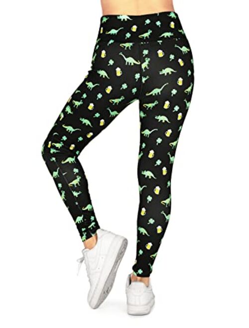 Tipsy Elves Fun St. Patrick's Day Leggings for Women for Parties and Festivals High Waisted and Low Waisted Styles