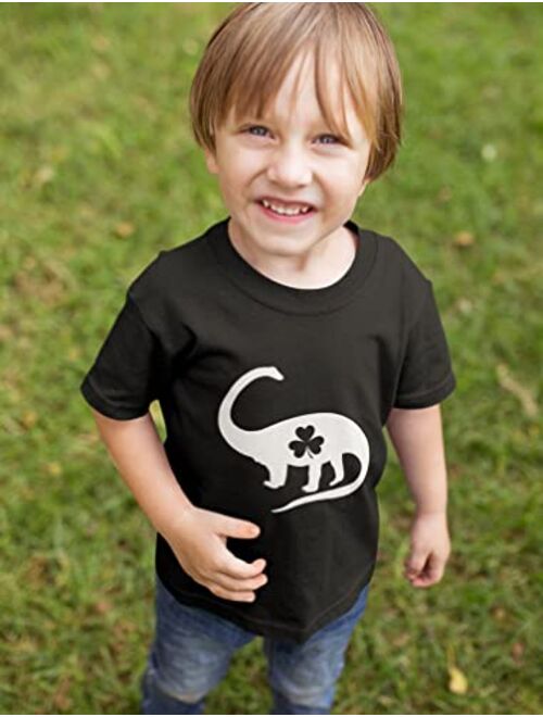 Tstars St Patricks Day Shirts Irish T-Rex Dinosaur Clover Outfit Toddler Kids T-Shirt