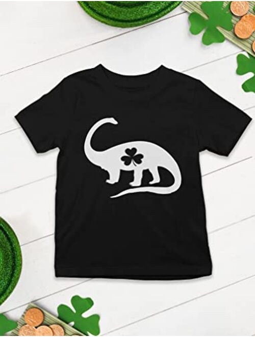 Tstars St Patricks Day Shirts Irish T-Rex Dinosaur Clover Outfit Toddler Kids T-Shirt