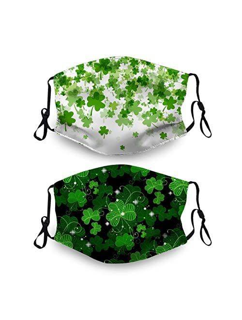 Kicoyuaz St.Patrick's Day Face Mask,Luck Shamrock Mask Reusable Washable Balaclavas with 4 Filters for Women Man Youth