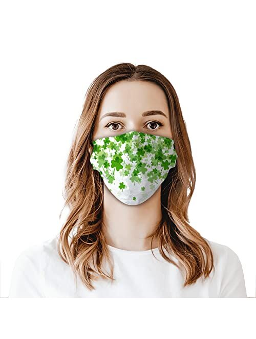 Kicoyuaz St.Patrick's Day Face Mask,Luck Shamrock Mask Reusable Washable Balaclavas with 4 Filters for Women Man Youth