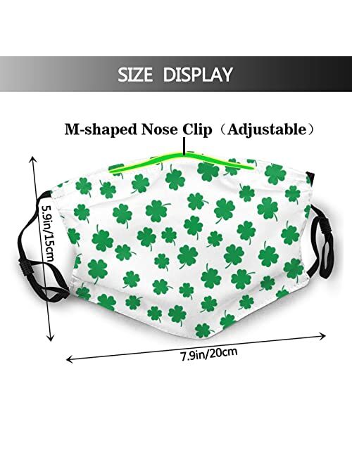 Lanyanlei 3 PCS Happy St. Patrick's Day Face Mask with 6 Filters Adjustable Masks Unisex Breathable Reusable Cloth Mask