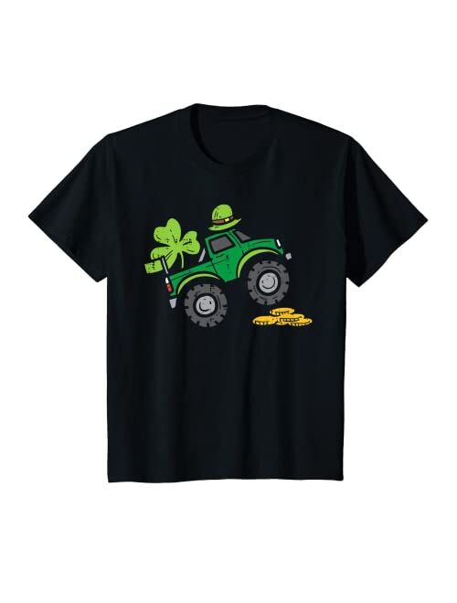 Kids St Patricks Day Shirts Baby Boy Girl Toddler Kids Leprechaun Monster Truck Shamrock St Patrick Day Boys Gift T-Shirt