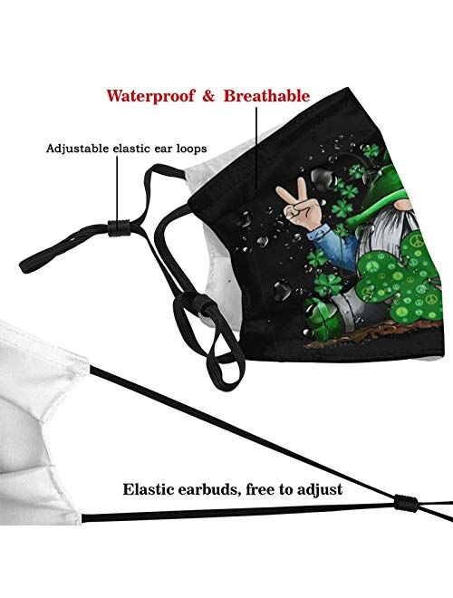 Viekucool Shamrock St Patricks Day-Face Mask with Filters, Washable Reusable Scarf Balaclava, for Women Men Adult Teens