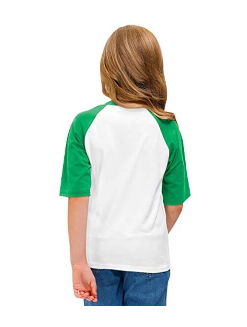 BesserBay Unisex Kids' St. Patrick's Day Lucky Shamrock Raglan Sleeve T-Shirt Irish Clover Tee 1-8 Years