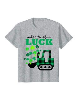 St Paddys Day Design For Toddler Boy 803 Kids Boys St Patricks Day Funny Truck Loads Of Luck Buffalo Plaid T-Shirt