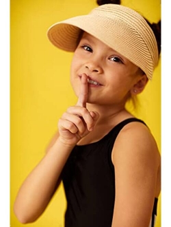 Inogih Sun-Visor-Hat for Kids Foldable Straw-Beach-Hat Baby-Girls Summer UPF 50+ Sun-Hat