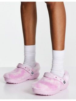 Fur Sure classic lined clogs in ballerina pink and white