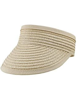 Utowo Straw Sun-Visor-Hats for Kids, Summer Straw Beach Hat Cap for Toddlers (20.5" for 2-6T)
