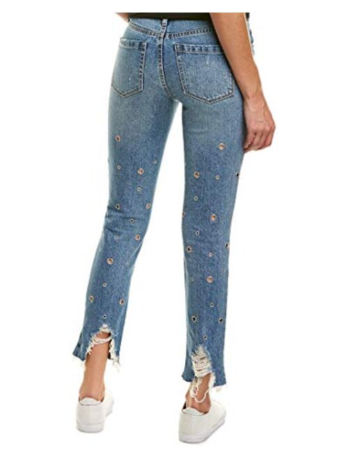 BLANKNYC Blank NYC Women's High-Rise Tapered Distressed Rivington Jeans with Grommets in Bohemian Rap City