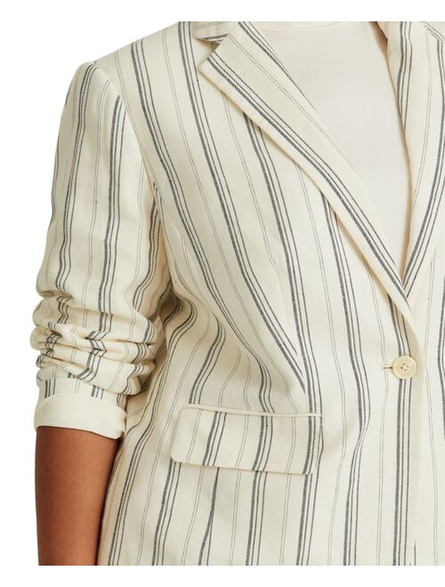 Polo Ralph Lauren Lauren Ralph Lauren Plus-Size Striped Linen Twill Blazer