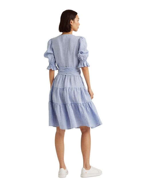 Polo Ralph Lauren Lauren Ralph Lauren Gingham Fit-and-Flare Linen Dress
