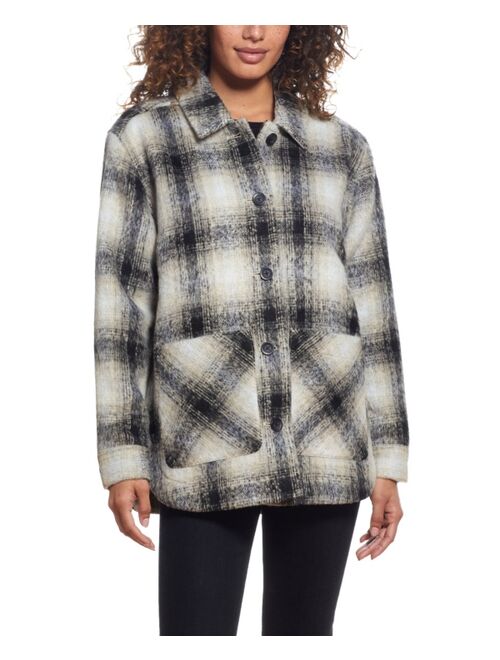 Weatherproof Vintage Women's Wool Plaid Flannel Shirt Jacket