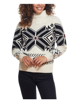 Women's Big Snowflake Cable Funnel Neck Sweater