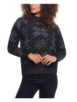 Women's Plaited Chenille Snowflake Mock Neck Sweater
