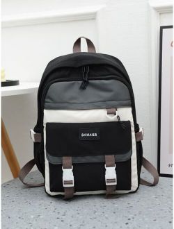 Men Buckle Decor Letter Graphic Casual Daypack
