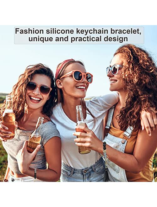 Pusunas Key Chains Women Silicone Key Ring Bracelet Keychain Portable Wristlet Beaded Stylish And Cute Bangle Chains