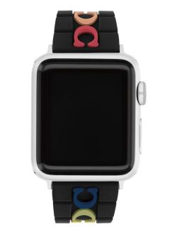 Black Multicolor Logo Rubber Apple Watch Strap 38/40/41mm