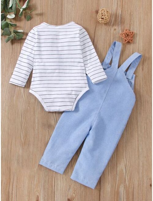 Shein Baby Striped Bodysuit With Overalls