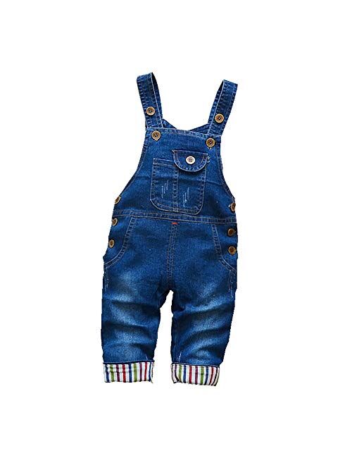 Bibicola Boys/Girls Adjustable Denim Pants Baby Denim Overalls Jumpsuits for Toddler/Infant