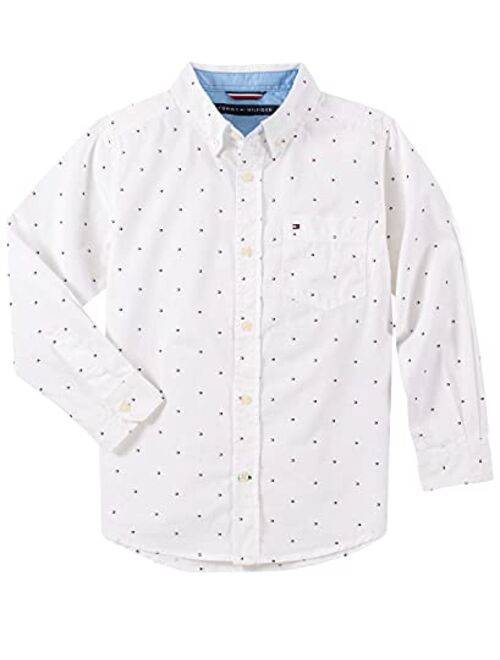 Tommy Hilfiger boys Ellison Long Sleeve Woven Shirt, Collar & Chest Pocket