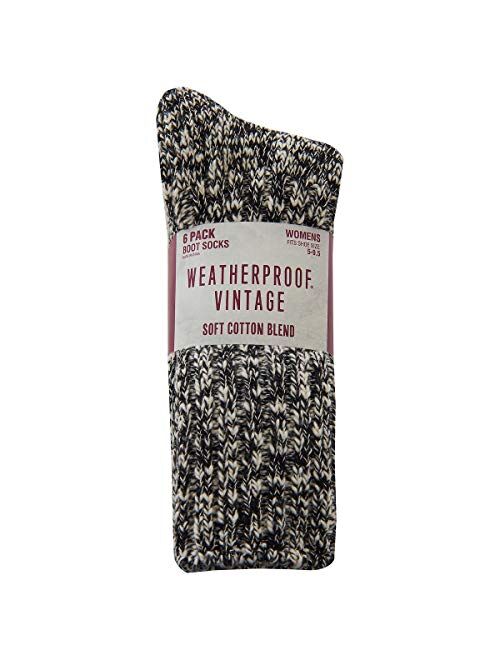 Weatherproof Vintage Womens 6 Pack Soft Cotton Blend Boot Socks