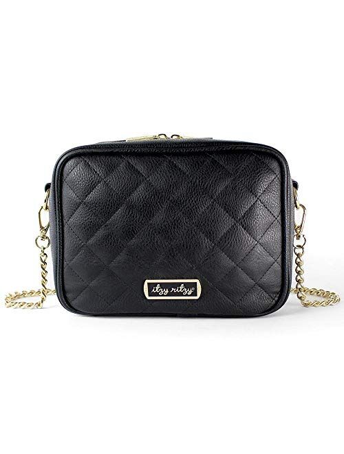 Itzy Ritzy Crossbody Diaper Bag – Features 6 Pockets & 2 Compartments; Includes Changing Pad; Black