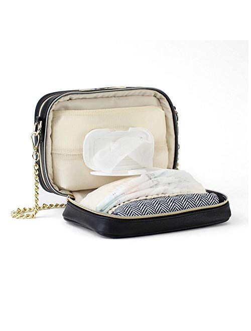 Itzy Ritzy Crossbody Diaper Bag – Features 6 Pockets & 2 Compartments; Includes Changing Pad; Black