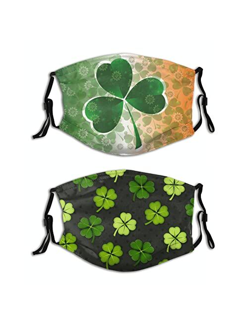 Tanksun Happy St. Patrick's Day Face Mask Washable, Reusable Adjustable Face Protection with 4 Filters