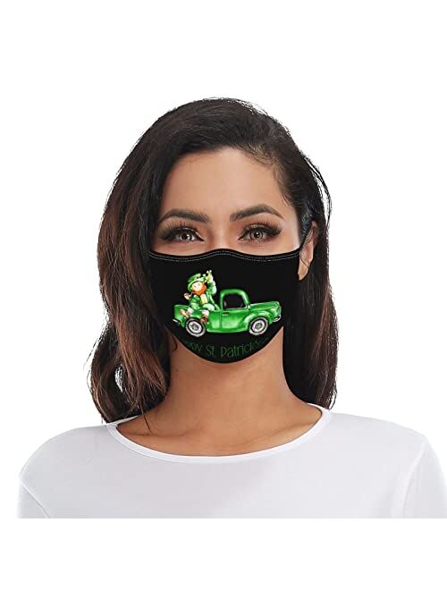 Tvodcib St Patrick'S Day Shamrock Face Mask,Irish Adjustable Ear-Loop Balaclava Reusable Bandanas With 2 Filters For Adults