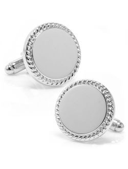 Cufflinks Inc. Ox and Bull Trading Co. Stainless Steel Rope Border Round Engravable Cufflinks