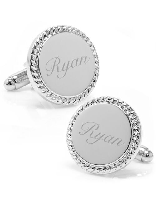 Cufflinks, Inc. Cufflinks Inc. Ox and Bull Trading Co. Stainless Steel Rope Border Round Engravable Cufflinks