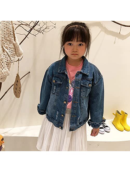 Yjbq Kids Girls Oversize Basic Denim Jackets Loose Classic Coats Jeans Tops Children Boys Casual Outerwear Teen Outfit 5-14 Years
