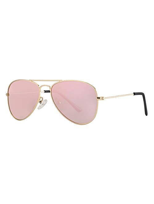 Gleyemor Kids Polarized Aviator Sunglasses for Little Girls Boys Juniors Teenagers, Two Sizes 50MM 52MM
