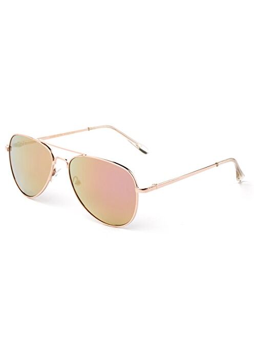 Kyra Kids Polarized Kids Teens Juniors Aviator Polarized Sunglasses Stainless Steel Frame Spring Hinge UV Protection