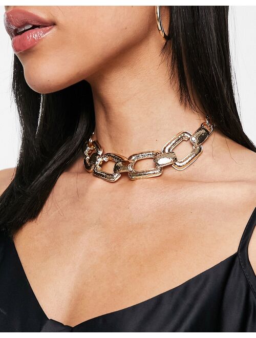 ASOS DESIGN choker necklace in large chain design in gold tone