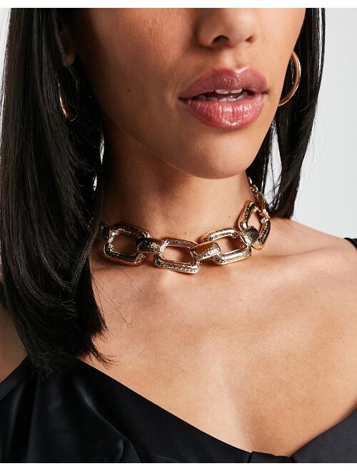 ASOS DESIGN choker necklace in large chain design in gold tone