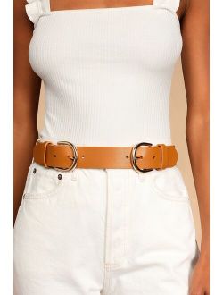 Two for the Road Cognac Double Buckle Belt